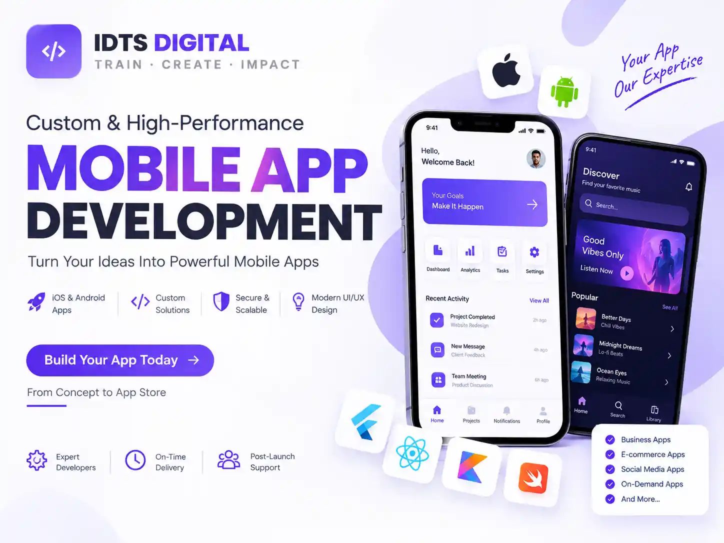 Mobile app development preview by IDTS Digital