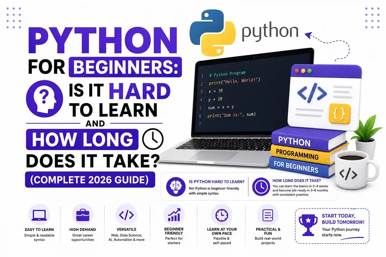 Python for Beginners: Is It Hard to Learn and How Long Does It Take? (Complete 2026 Guide)