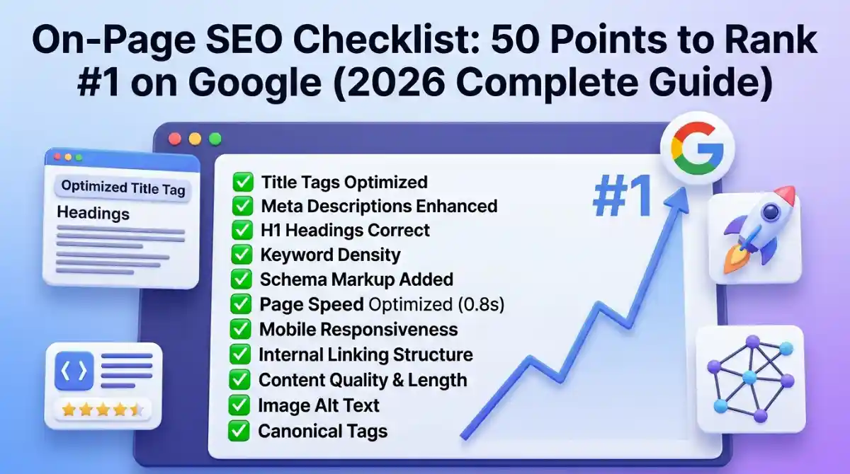 On-Page SEO Checklist 50 Points to Rank #1 on Google (2026 Complete Guide)